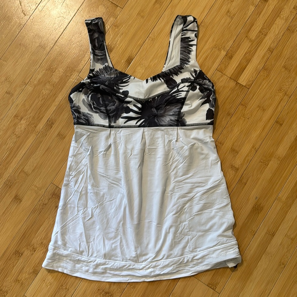 Lululemon Athletica white and black tank top